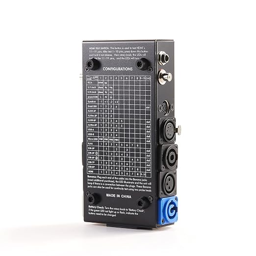 MFL. 15-Plug Audio Cable Tester Line Finder Black 15-in-1 Cables Checker 10-Way Switch Wire Tracker with LED Indicators, Rectangular