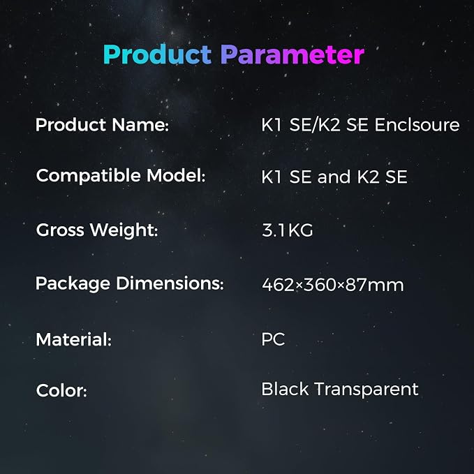 Creality Official K2 SE/K1 SE Enclosure, Transparent Cover Dustproof Tent Constant Temperature Noise Reduce Protective Cover, Customized Transparent Enclosure for Creality K1 SE and K2 SE 3D Printer