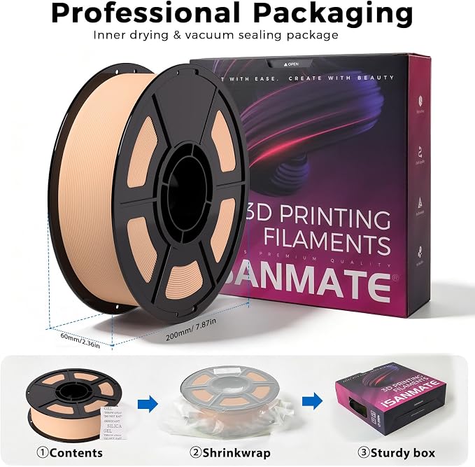 iSANMATE Matte PLA, Filament,Skin Color PLA 30-300mm/s 3D Printing Filament 1.75MM 1kg (2.2lbs) for Bambu Lab 3D Printers,AMS,AMSLite