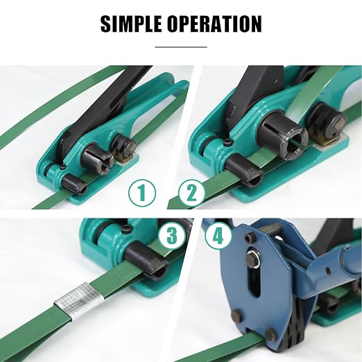 Heavy Duty Banding Strapping Tensioner & Cutter Manual Packaging Tools Windlass for 1/2"-3/4" Width Polyester Poly Strap(Green)