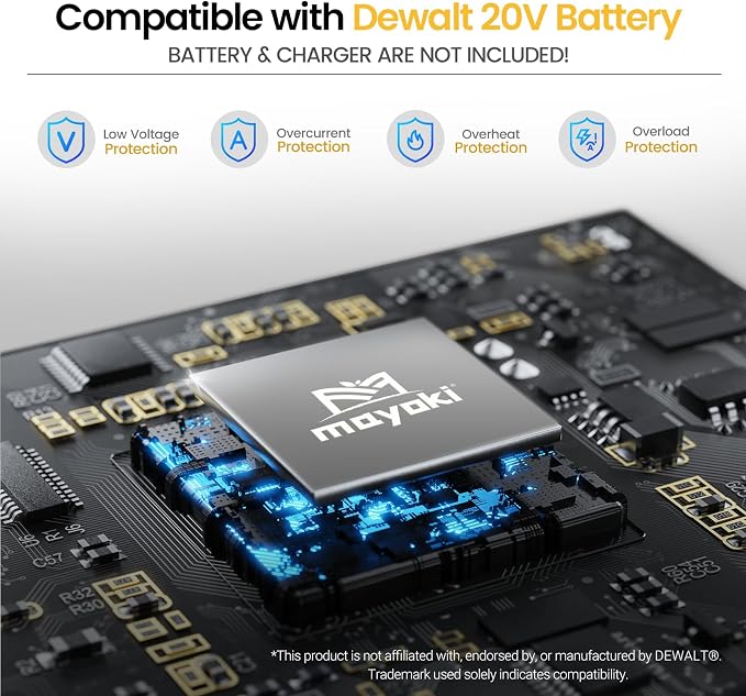 Brushless Cordless Hand Planer Compatible with Dewalt 20V MAX Battery (Tool Only), 16000 RPM 3-1/4 Inch, w/Dual Dust Ports, Portable Handheld Power Planer for Woodworking,DIY, Chamfer