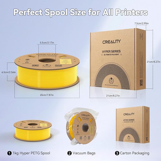 Official Creality Hyper PETG Filament 1.75mm, High Speed 600mm/s 3D Printer Filament PETG, 1kg(2.2lbs)/Spool, Dimensional Accuracy ± 0.05 mm