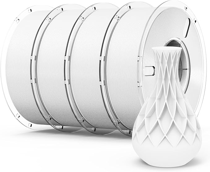 RAMBERY White PLA Plus 3D Printer Filament, 4KG PLA Filament Bundle | 1.75mm Toughness Upgraded, Neatly Wound, Fit Most FDM Printers