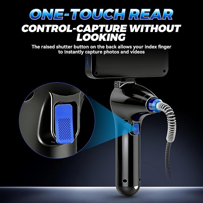 4-Way 360° Articulating Borescope with 6 Light, Endoscope Camera with 6.2mm Probe, 4.0Ft Semi-Rigid Cable, 8X Zoom Inspection Camera for Automotive Engine Pipe HVAC