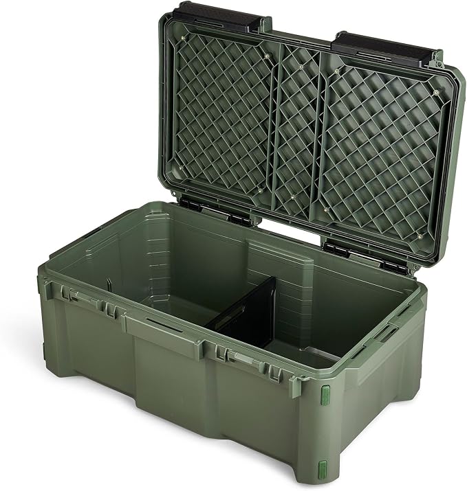Plano GoNow Box, Waterproof Gear Storage, Heavy-Duty Outdoor Utility Container with Tray and Dividers for Tools and Accessories, Large, Olive Drab