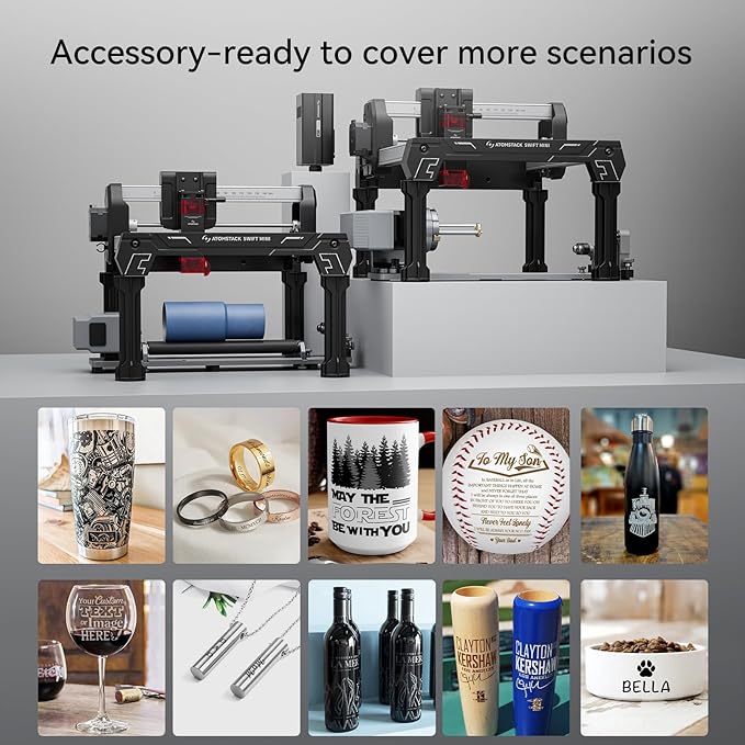 ATOMSTACK Swift 3.5W Laser Engraver Mini, Laser Engraving Machine for Wood Leather Acrylic, Desktop Laser Cutter, Fully Assembled, WiFi & USB, AI Software, 135×145mm Work Area, Black, 3500mW