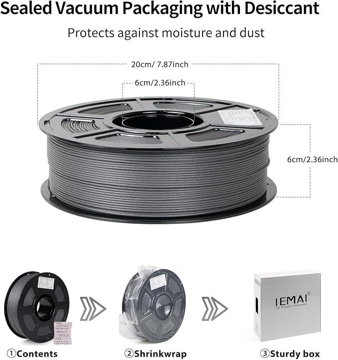 IEMAI Glass Fiber ASA Filament 1.75mm Matte Gray 1kg, ASA-GF 3D Printer Filament with UV & Weather Resistant, Dimensional Stability & Low Warpage for Outdoor Functional Parts
