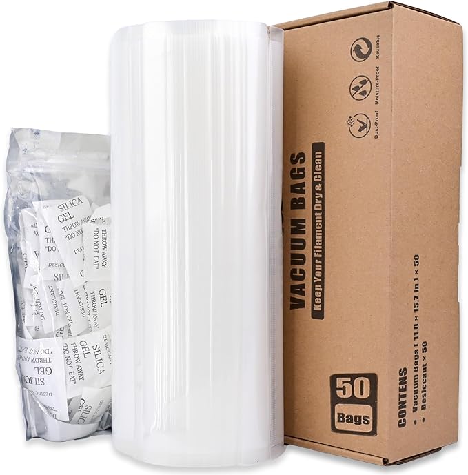 Filament Storage Bags 50 Pcs for Vacuum Sealer with 50 Desiccants, 15.7X11.8in Only Filament Bags and Desiccants, Without Sealer Machine