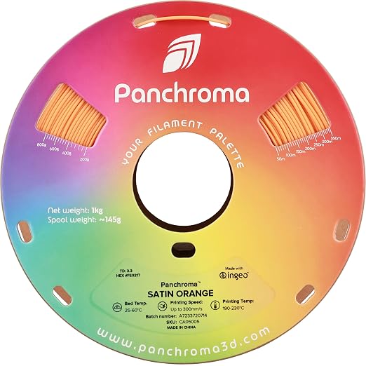 Polymaker Panchroma Satin PLA Filament 1.75mm for 3D Printing, 1kg, Orange | Neatly Wound, Semi-Matte PLA, Easy Print & Smooth Feeding, Compatible with Bambu Lab & Most 3D Printers