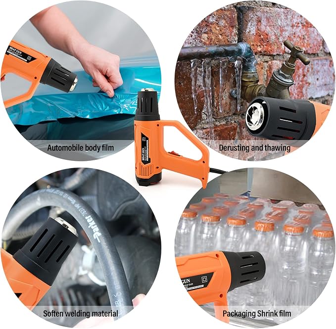 FOSHIO Heat Gun 2000W Hot Air Gun Kit with Large Digital LCD Display Variable Temperature Control 122℉~1202℉(50℃- 650℃)with 4 Nozzles, Overload Protection for Vinyl Wrap, Crafts, Shrink Tubing