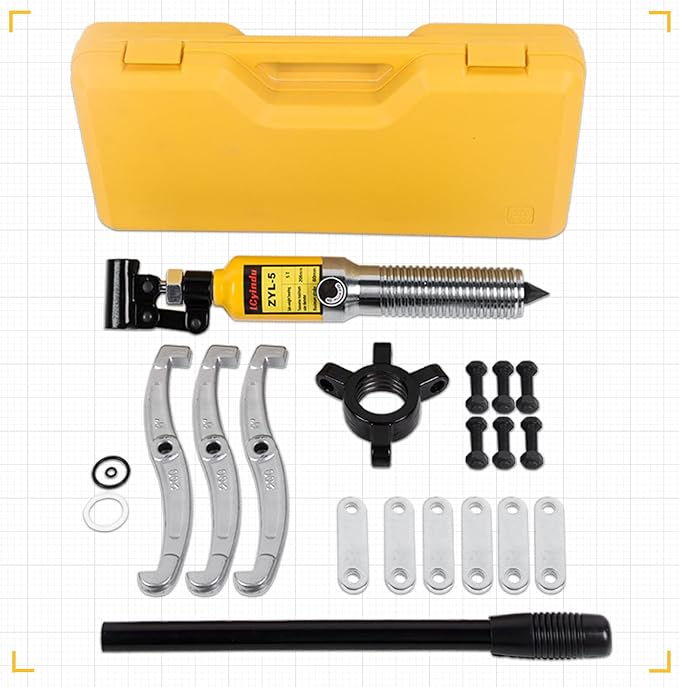 Hydraulic Gear Puller, 5 Ton Hydraulic Puller Kit Bearing Puller with Case 2 or 3 Jaws Bearing Hub Separator Hydraulic Puller Separator Tool for Pulling Hubs, Bearings, Gears, ZYL-5