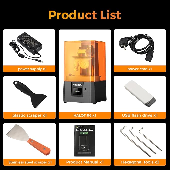 Creality 3D Printer HALOT R6 Resin 3D Printers:Upgraded Light Source with High-Precision Printing LCD Monochrome Screen,Easy Operation No Assembly Required for Kids and Beginner