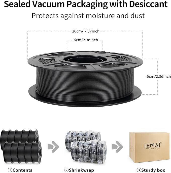 IEMAI Carbon Fiber PETG Filament 1.75mm Bundle 10KG, Matte Black PETG-CF 3D Printer Filament with Dimensional Stability & Low Warpage, High Stiffness, Heat Resistant, Easy Print