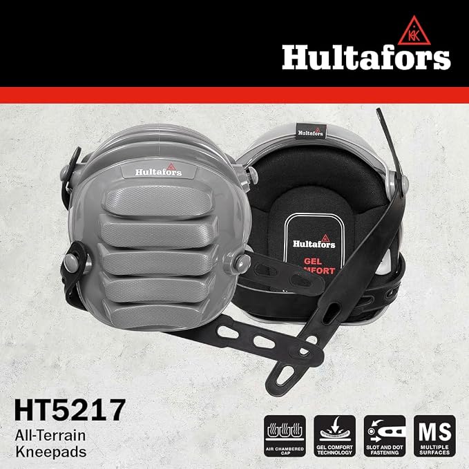 Hultafors Work Gear HT5217 All-Terrain Gel Kneepads for Work with Thick Layered Gel Cushion, High Density Closed-Cell Foam and Neoprene Padding, All-Terrain Cap Design, Flexible Rubber Straps