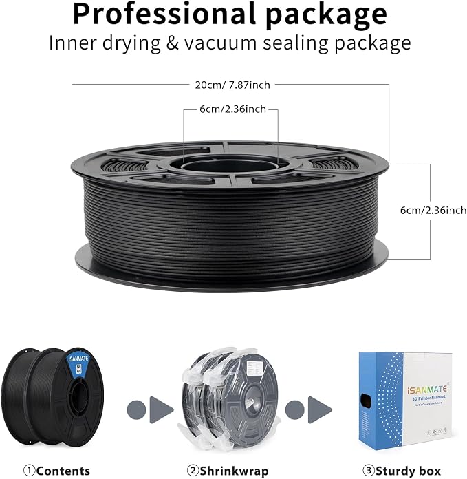 iSANMATE Carbon Fiber ASA Filament 1.75mm, ASA CF Bundle UV/Rain/Heat Resistant Tough 3D Printer Filament, Perfect for Outdoor Functional Parts, 1 kg X 2 (Black + Black)