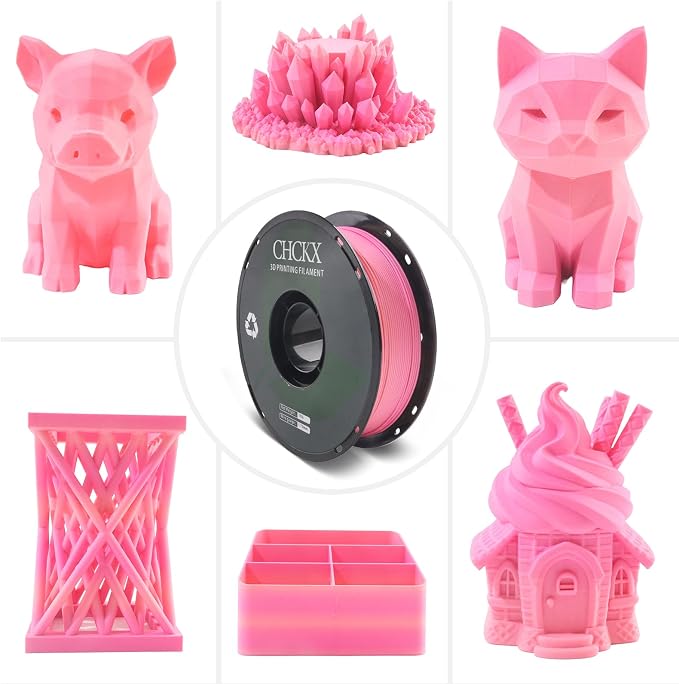 Matte Rainbow PLA 3D Printer Filament, 1.75mm, 1KG Spool (2.2lbs),Gradient Filament for Most FDM 3D Printers, Spring Pink
