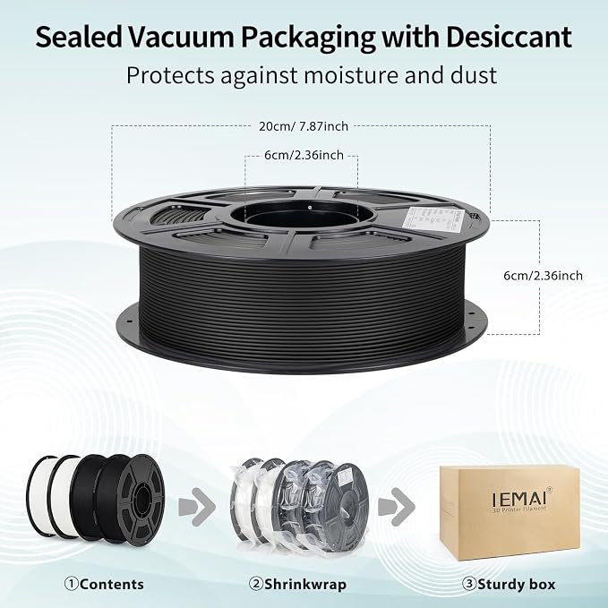 IEMAI Matte PETG Filament 1.75mm 4kg Bundle Black and White, Smooth Matte Finish 3D Printer Filament with Minimal Layer Lines & Low Warping, +/-0.02mm Dimensional Accuracy