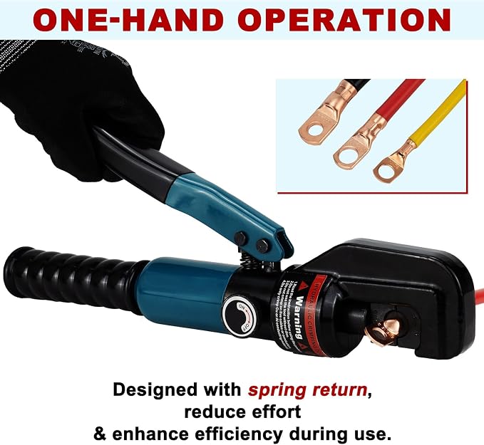 Hydraulic Crimping Tool and Cable Cutter, 12 AWG to 00 (2/0), Electrical Terminal Cable Wire Tool Kit with 9 Die Sets