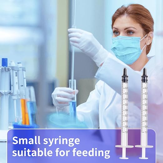 24 Pack 1ml Sterile Syringes with Caps, 1cc Needleless Measuring Syringe for Pet Feeding, Liquid Transfer, Oil, Glue, Lab & Craft Use, Individually Sealed
