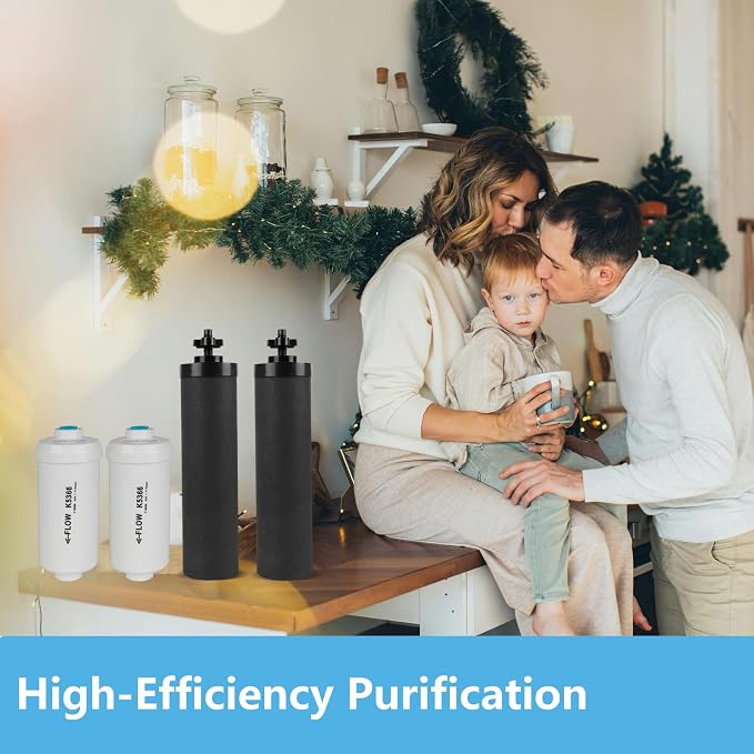 Gravity Water Filter Replacement for Black Filters & K5366 Fluoride Filters | Compatible with Travel,Big,Royal Gravity Water Filter Filtration System,Removes Chlorine,Fluoride Elements,Pack of 4