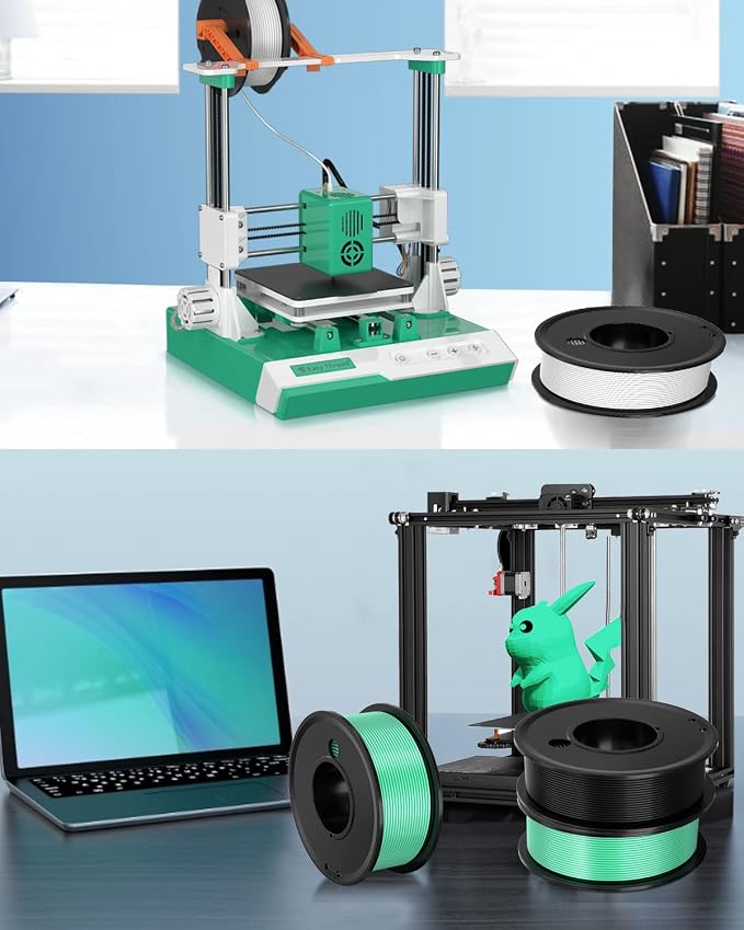 3D Printer Filament PLA 1.75mm 3-D Printing Materials 5 Colors Bundle Print Filimate 1.75 mm White Silver Pink Green Yellow Filiment1.75 Accuracy ±0.02mm Fillament Spool Vacuum Pack 250G X 5