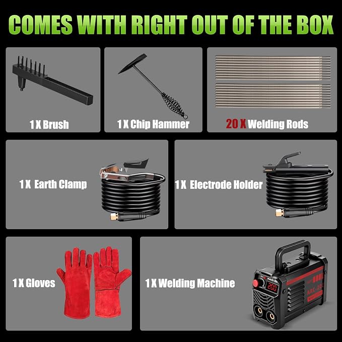 Hpoouo 200Amp 20PCS Rods Stick Welder, Super MINI Portable Welding Machine | IGBT Inverter Welder Machine 110V with Hot Start/Arc Force/Anti-Stick, ARC Welder for 1/16"-1/8" Rod , Beginner & Home DIY