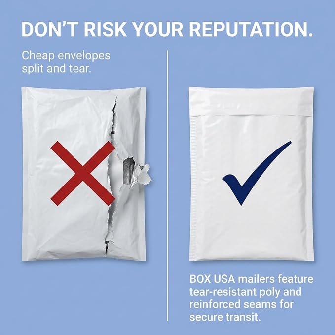 BOX USA Bubble Mailers 6-1/2" x 10" White (25-Pack) – Self-Seal Padded Envelopes with Bubble Lining, Poly Bubble Mailer Shipping Bags for Small Business, Ecommerce & Fulfillment Packaging