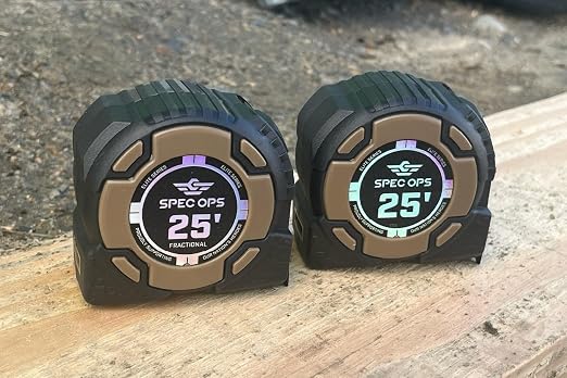 Spec Ops Tools Elite Series Tape Measure for Measuring & Layout, 1 1/4" Double-Sided Blade, Heavy Duty Military-Grade Composite Case, 25 Foot Non-Magnetic 2-Pack