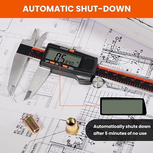 HARDELL Digital Caliper, 0-8 Inch Measuring Tool Large LCD Screen,Stainless Steel,Auto-Off,Inch/Fractions/Millimeter Waterproof Caliper Digital Micrometer for DIY/Household/3D Printing