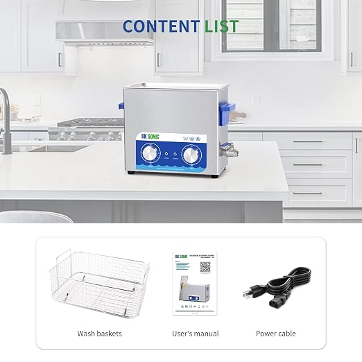 DK SONIC Ultrasonic Cleaner,6L 180W Sonic Cleaner with Heater&Mechanical Timer,Ultrasonic Carburetor Cleaner for Cleaning Gun,Engine,Carburetors,Chains(Include Basket)
