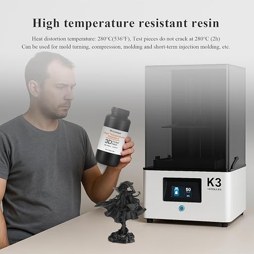 Up to 536℉(280°C) 3D Printer Resin, High Temperature resina, High Precision 3D Printing Resin for Engineering, Industrial Parts, 405nm Photopolymer Resin for DLP/LCD Gray 1000g