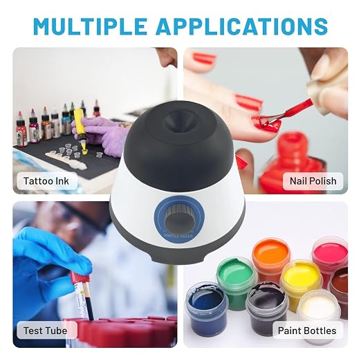 Mini Vortex Mixer with Touch Start Function, Lab Mixing, Nail Polish,Eyelash Adhesives and Acrylic Paints Mixing, Lab Vortexer for Tubes,Include 50 pcs Stainless Steel Mixing Balls