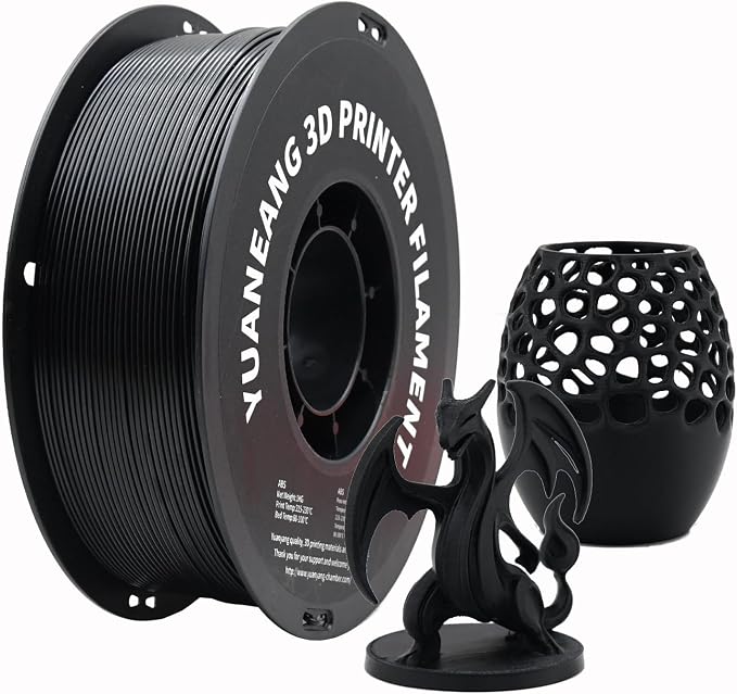 ABS 3D Printer Filament 1.75mm Black, 1kg Spool, Strong & Durable ABS Material, High Heat Resistance, Low Warping, ±0.03mm Precision, Ideal for Functional Parts, Enclosures