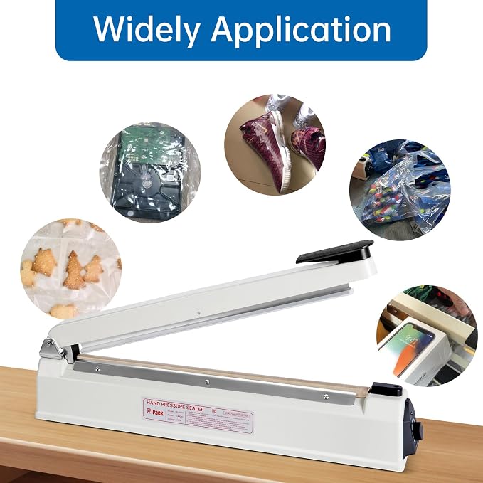 Impulse Heat Sealer with Seal bar, Heavy-Duty Bag Sealing & Cutting Machine, 2 Extra Replacements(Orange, 8inch)