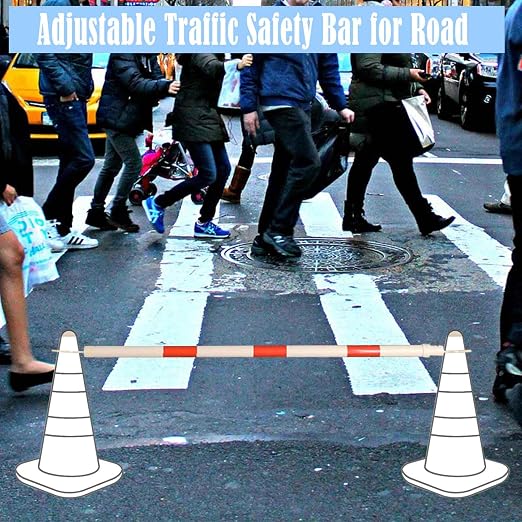 6 Pack Retractable Cone Bar - Extendable Traffic Safety Cone Bar (Cones Not Included), 3.8 to 6.6 FT Adjustable for Construction, Parking & Road Safety, Lightweight & Durable