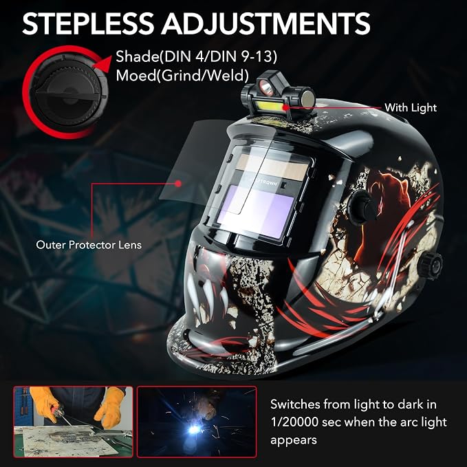 TRQWH Auto Darkening Welding Helmets for Men with Light Welding Hood & Welding Tools Backpack for Men Extreme Gear Pack