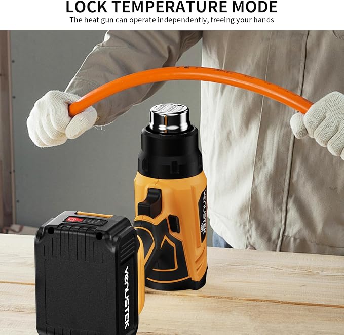 20V Cordless Heat Gun with 2 x 4.0Ah Batteries (122℉–1022℉) Fast-Heating Hot Air Gun Kit with Screen Display Variable Temperature Wind Speed, Portable Heat Gun for Shrink Tubing Vinyl Wrap