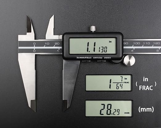 Accusize Industrial Tools Digital Caliper, 12 in/300 mm, 1110-0838 | 300 mm/12 in Range, 0.01 mm/0.0005 in/1/128 in Resolution, ±0.04 mm Accuracy, Metric/Inch/Fractional, Full Screen LCD