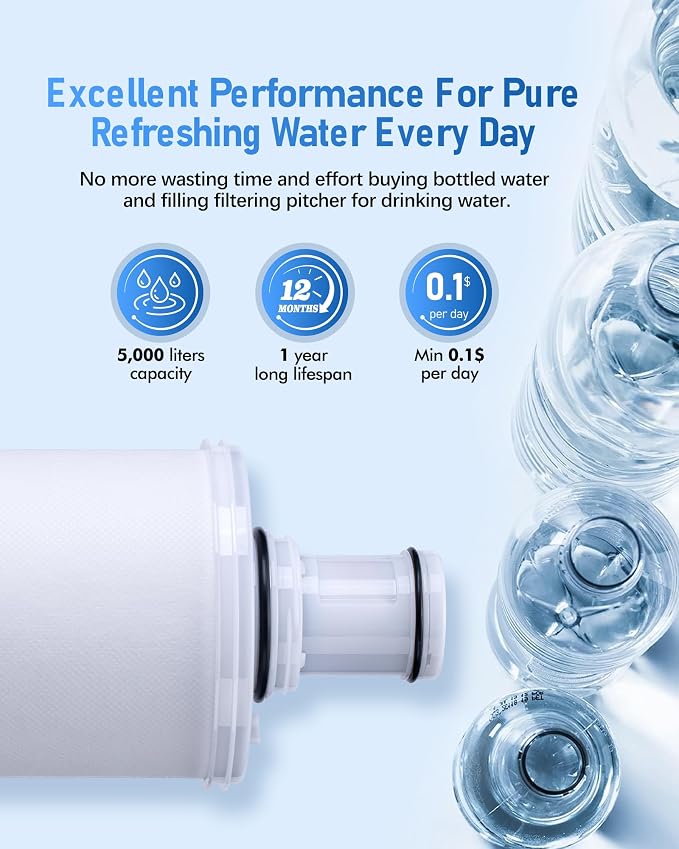 100186 Water Filter Replacement Cartridge Compatible with Amway espring Water Filter System, High-Precision Filtration, Retains Calcium & Magnesium beneficial minerals