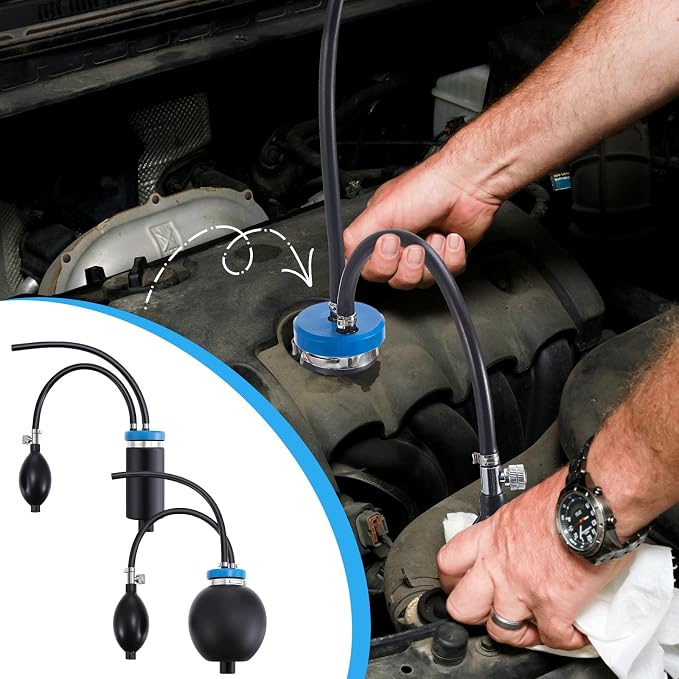 Aurelema 4 Pcs Universal Easy Intake Adapter Automotive Smoke Machine Inflatable Bladder Block Off Diagnostic Car Smoke Leak Tester Detector for 12V Vehicles Pipe Fuel Leakage Detection (Blue)