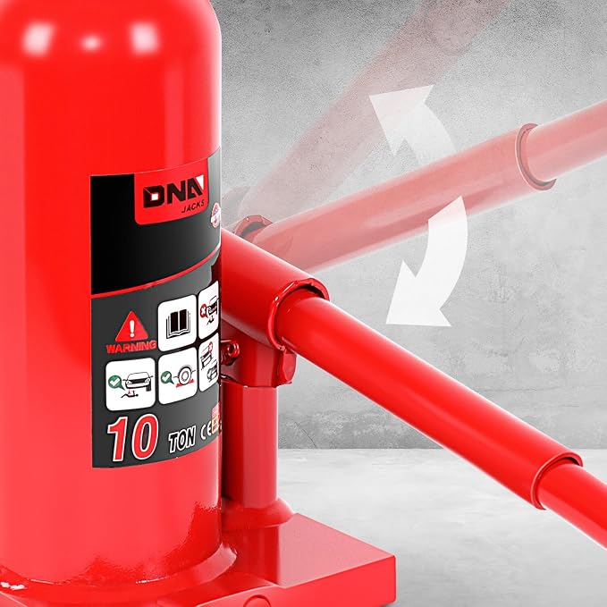 DNA Motoring 10 tons / 20000 lbs Lifting Automotive Welded Hydraulic Bottle Jack for Repair Vehicle, Pickup, Truck, w/Manual Handle, Red,TOOLS-00359
