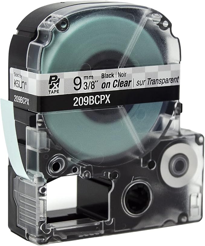 LABELWORKS Epson LW-PX300 Industrial Label Maker & 209BCPX Genuine PET (Polyester) Tape Cartridge - Black on Clear Label Maker Tape - 3/8" (9MM) Wide, 30'