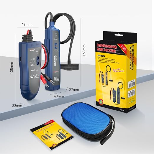 NOYAFA Underground Wire Locator - Circuit Tracer Pet Fence, Electrical, Network & Irrigation Wires, Rechargeable Lithium Battery, LED Flashlight, Easy Cable Break Detection, NF-816LS