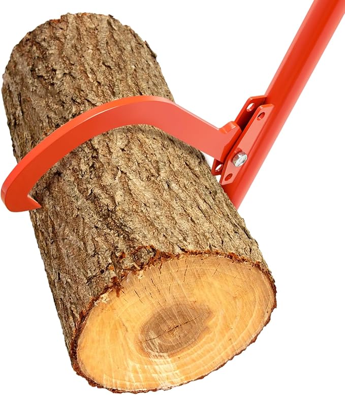 60" Long Handle Log Lifter, Adjustable Heavy Duty Log Roller, Cant Hook with Rubber Grip, Logging Tool for Rolling Log (Orange)