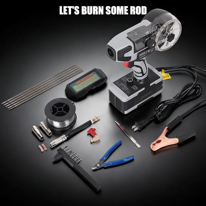 2 in 1 MIG and Stick Welder:250A MIG & MMA Welder 110V Flux Core IGBT Inverter Handheld Gasless Wire Feed Welder for Flux .032"/.040",Inverter ARC Welder Gun for 3/32"-1/8" Rod