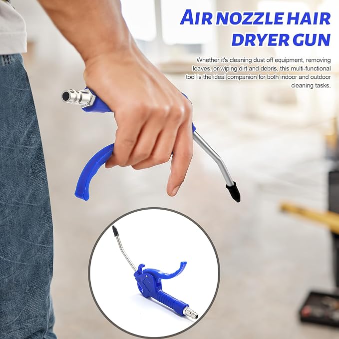 MorningRo 6 Pcs Air Blow Gun Kit with 19", 11", and 4" Pistol Grip Air Blow Gun Tools Compressor Nozzle for Industrial Household Car Detail Mechanics (Blue)
