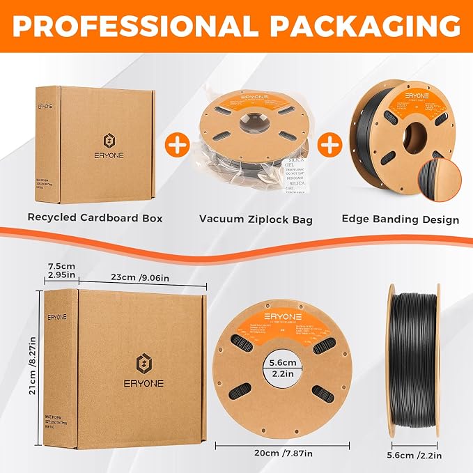ERYONE Polypropylene Filament 1.75mm +/-0.03mm, Semi-Flexible & Ultra Tough, Chemical-Resistant,PP 3D Printing Filament, 900g/Spool, Black