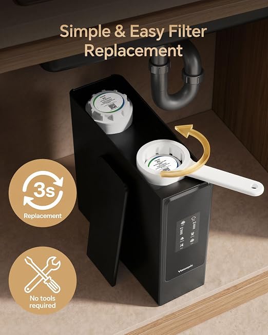 Vancepic PC Composite Filter Replacement, Compatible with V-Series (V600/V800) Water Purifiers, 8-Month Lifespan, 3s Quick-Change, No Tools Needed