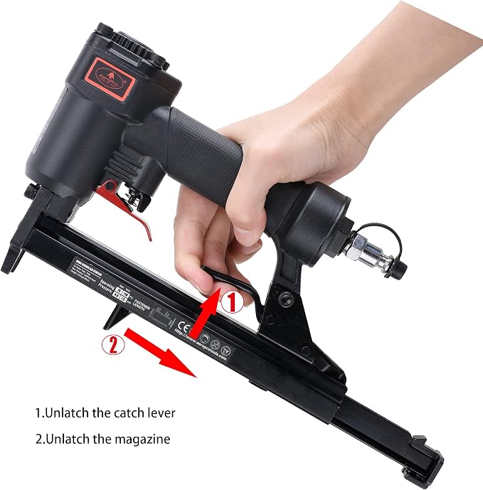 AEROPRO Tools T50J 20 Gauge Wide Crown Air Stapler Pneumatic Staple Gun, 1/4-Inch to 9/16-Inch Upholstery Stapler for Upholstering, Woodworking and DIY Projects