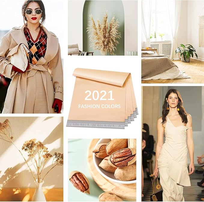 Metronic Poly Mailers 14.5x19 100 Pcs | Medium Size Shipping Bags for Clothes | Large Poly Mailer Bags, Shipping Envelopes, Mailing Bags for Small Business, Strong Adhensive Poly Bags Champagne